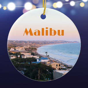 Malibu California Coast photo Ceramic Tree Decoration