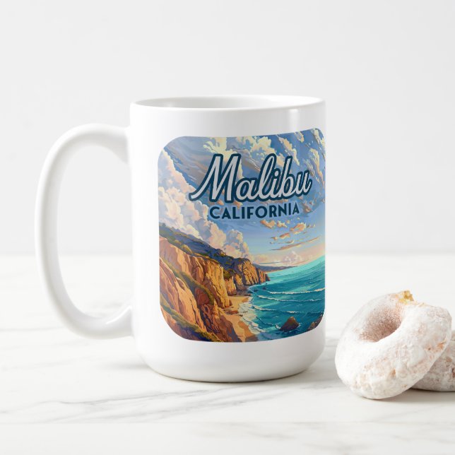 Malibu California Los Angeles El Matador Beach  Coffee Mug (With Donut)