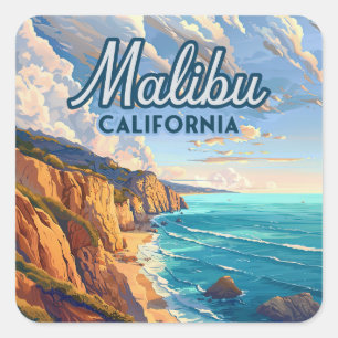 Malibu California Los Angeles El Matador Beach Square Sticker