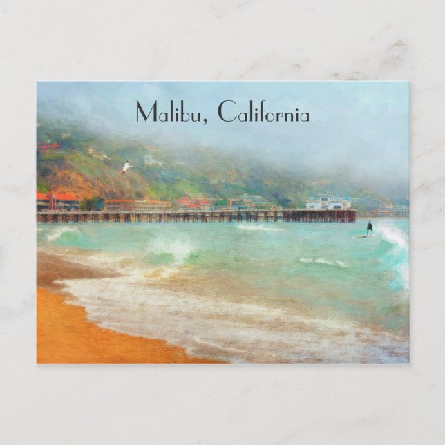 Malibu California Pier Surfrider Beach Postcard (Front)