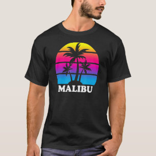 Malibu California Retro Palm Tree Sunset Vacation T-Shirt