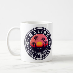 Malibu California Retro Sunset Palm Trees 60s Coffee Mug