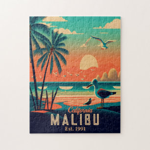 Malibu California Retro Sunset Souvenirs 1950s Jigsaw Puzzle