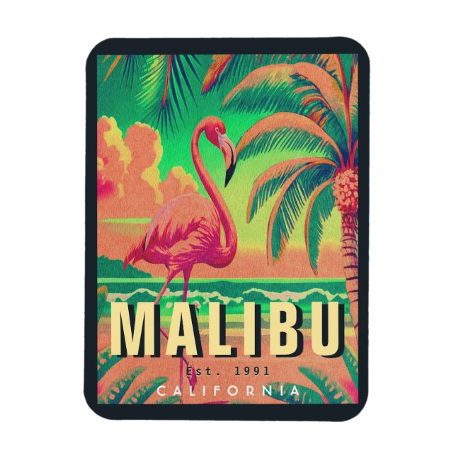 Malibu California Retro Sunset Souvenirs 1950s Magnet (Vertical)