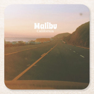 Malibu, California Road Trip Square Paper Coaster