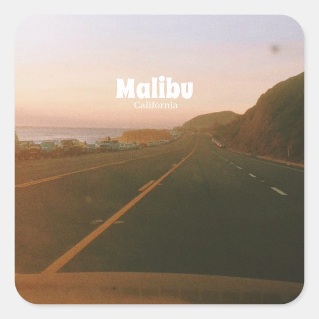 Malibu, California Road Trip  Square Sticker (Front)