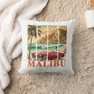 Malibu California - Sports Car Scenic Coastal View Cushion