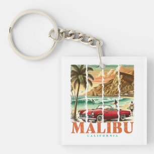 Malibu California - Sports Car Scenic Coastal View Key Ring
