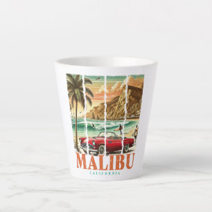 Malibu California - Sports Car Scenic Coastal View Latte Mug