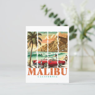 Malibu California - Sports Car Scenic Coastal View Postcard