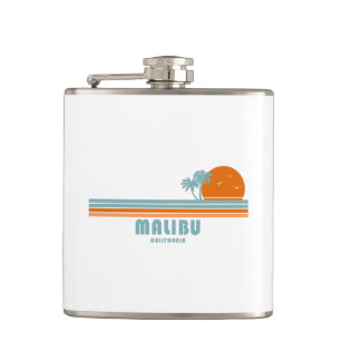 Malibu California Sun Palm Trees Hip Flask