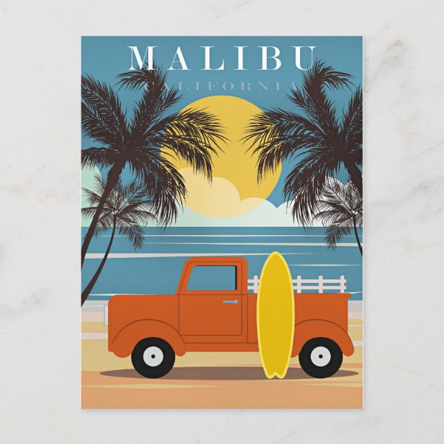 Malibu, California Travel Poster, Postcard (Front)
