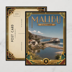 Malibu California Vintage Art Deco Golden Age Postcard
