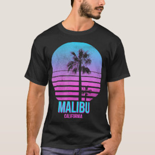 Malibu California Vintage Retro Palm Tree Beach T-Shirt