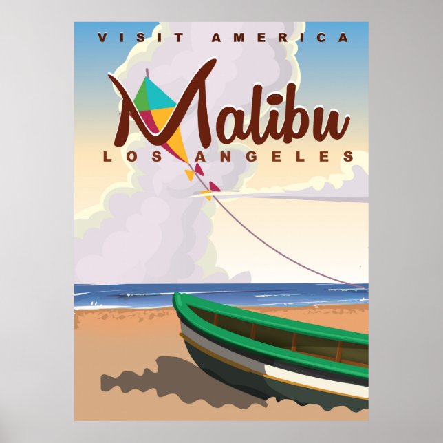 Malibu California Vintage Travel Poster (Front)