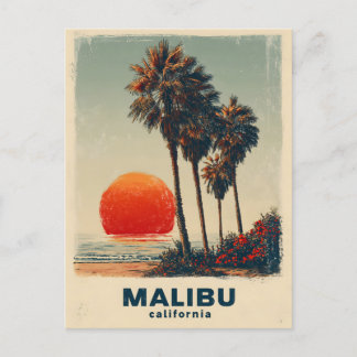 Malibu California Vintage Travel Poster Holiday Postcard