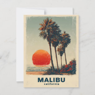 Malibu California Vintage Travel Poster Postcard