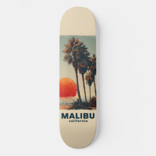 Malibu California Vintage Travel Poster Skateboard
