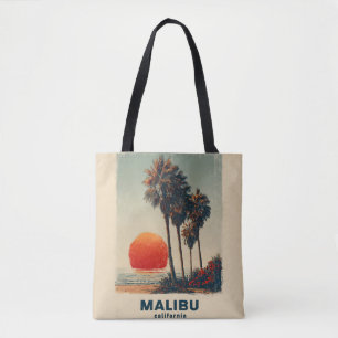 Malibu California Vintage Travel Poster Tote Bag
