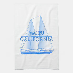 Malibu Coastal Nautical Sailing Sailor Tea Towel