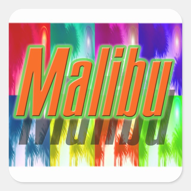 "Malibu" Colourful Palms Sticker (Front)