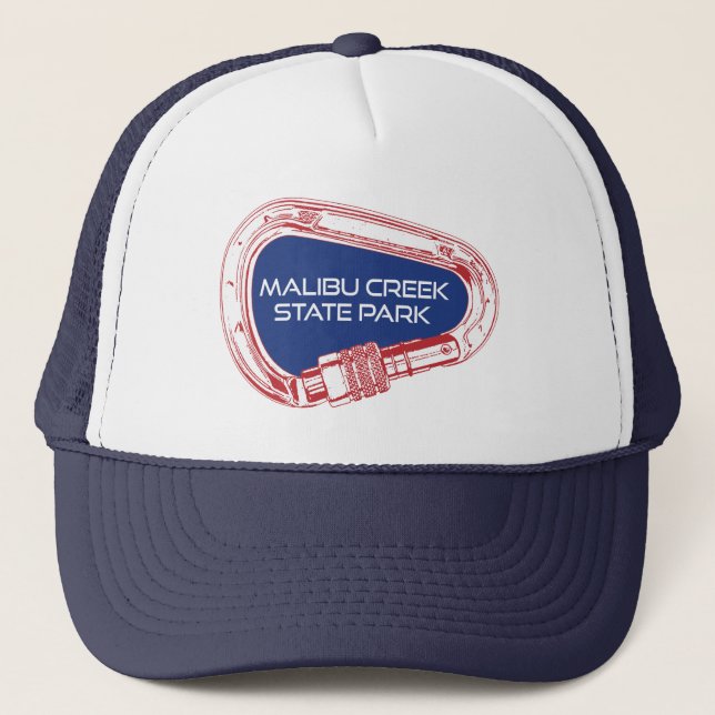 Malibu Creek State Park Rock Climbing Carabiner Trucker Hat (Front)