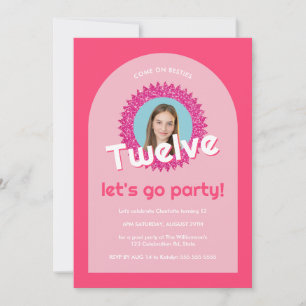 Malibu Doll Besties Beach Birthday Pink Glitter Invitation