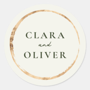 Malibu Gold Ring Cream Wedding Envelope Classic Round Sticker