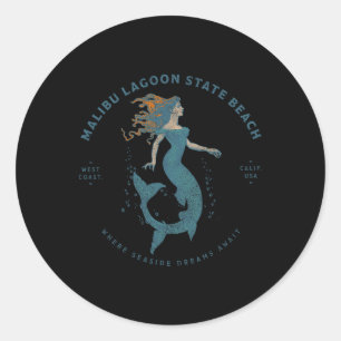 Malibu Lagoon State Beach California Retro Vintage Classic Round Sticker