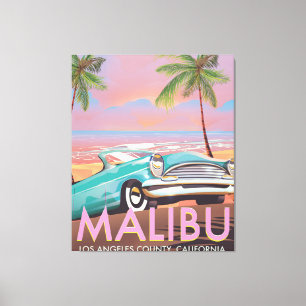 Malibu, Los Angeles, California travel poster Canvas Print