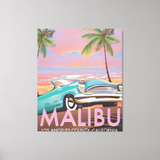 Malibu, Los Angeles, California travel poster Canvas Print