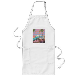 Malibu, Los Angeles, California travel poster Long Apron