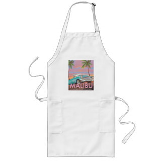 Malibu, Los Angeles, California travel poster Long Apron