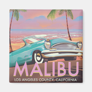 Malibu, Los Angeles, California travel poster Magnet