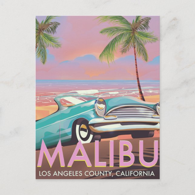 Malibu, Los Angeles, California travel poster Postcard (Front)