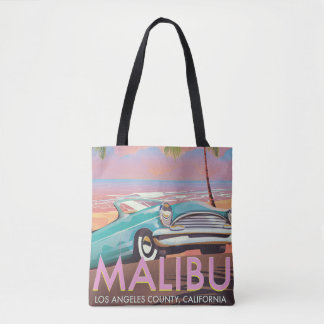 Malibu, Los Angeles, California travel poster Tote Bag