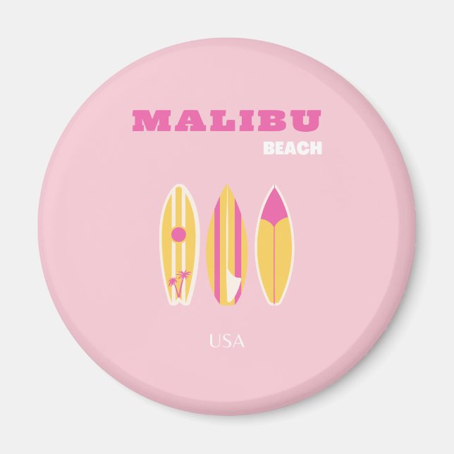 Malibu, Malibu Beach, Preppy, Pink Magnet (Front)