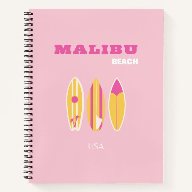 Malibu, Malibu Beach, Preppy, Pink Notebook (Front)