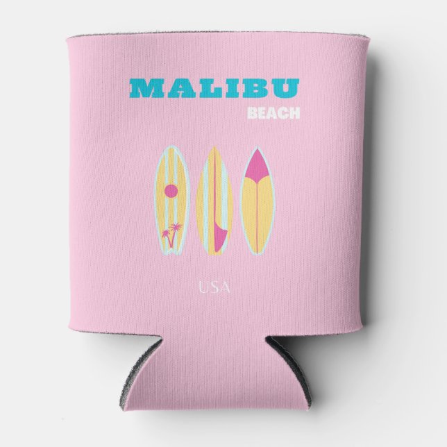 Malibu, Malibu Beach, Preppy, Preppy Girl, Pink Can Cooler (Front)