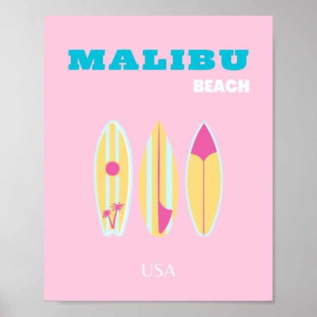 Malibu, Malibu Beach, Preppy, Preppy Girl, Pink Poster (Front)