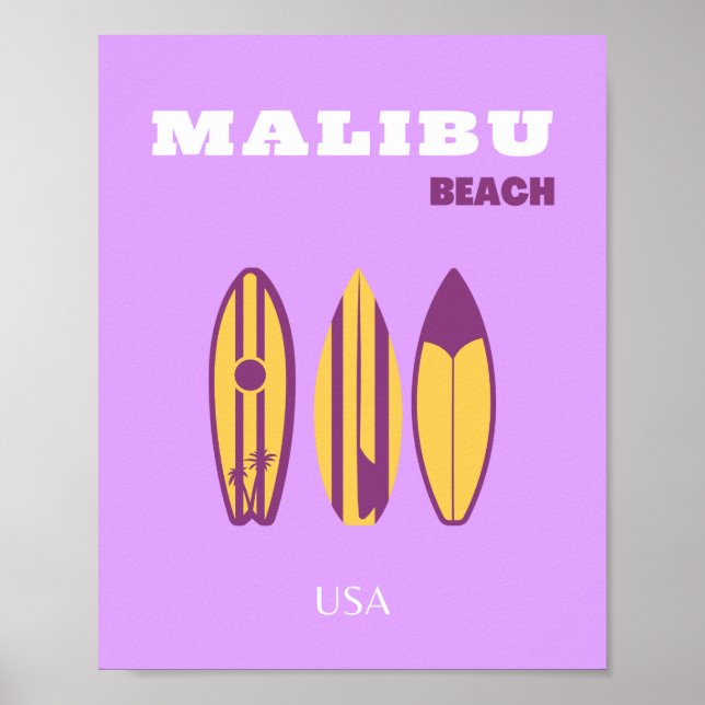 Malibu, Malibu Beach, Preppy, Preppy Girl, Purple Poster (Front)
