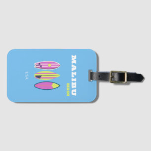 Malibu, Malibu Beach, Tropical, Preppy, Blue Luggage Tag
