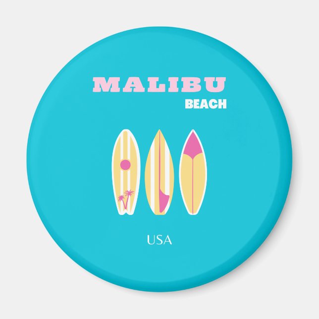Malibu, Malibu Beach, Tropical, Preppy, Preppy Art Magnet (Front)