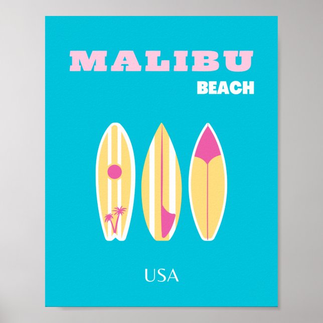 Malibu, Malibu Beach, Tropical, Preppy, Preppy Art Poster (Front)