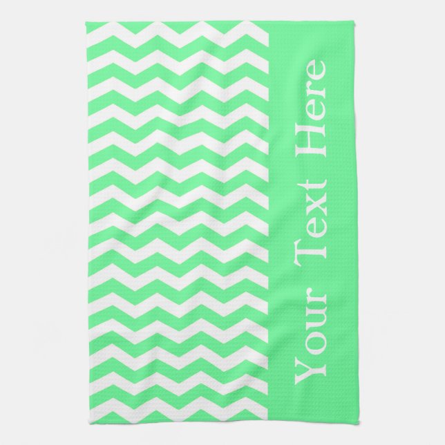 Malibu Seafoam Wave Chevron customisable Tea Towel (Vertical)