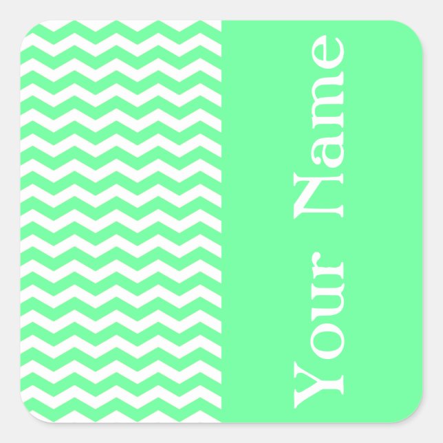 Malibu Seafoam Wave Chevron with name Square Sticker (Front)