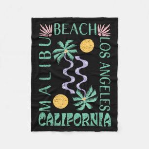 Malibu Summer California Beach Retro Abstract Art Fleece Blanket