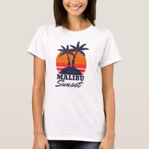 Malibu Sunset Retro Vintage T shirt