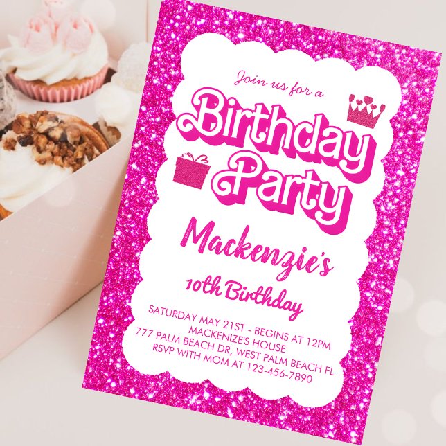 Malibu Themed Pink Doll Birthday Invitation (Creator Uploaded)