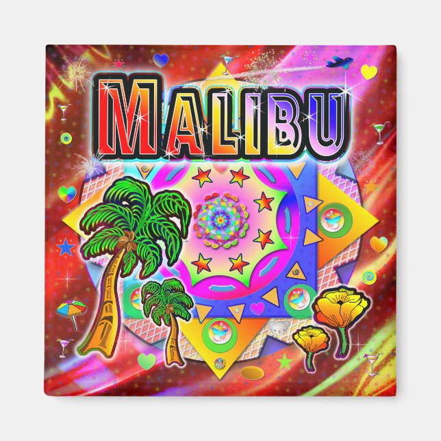 Malibu Tropical Friends Magnet (Front)